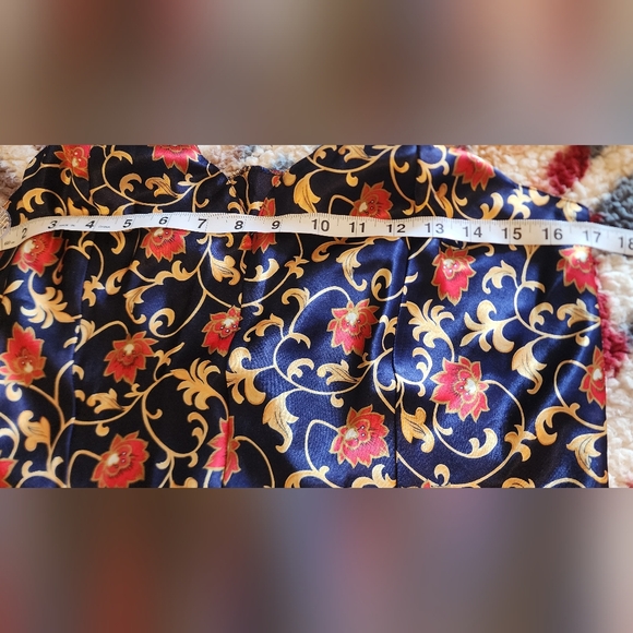 1980's Frederick's of Hollywood‎ Dark Blue Floral Slip PJ Size S - Picture 7 of 8